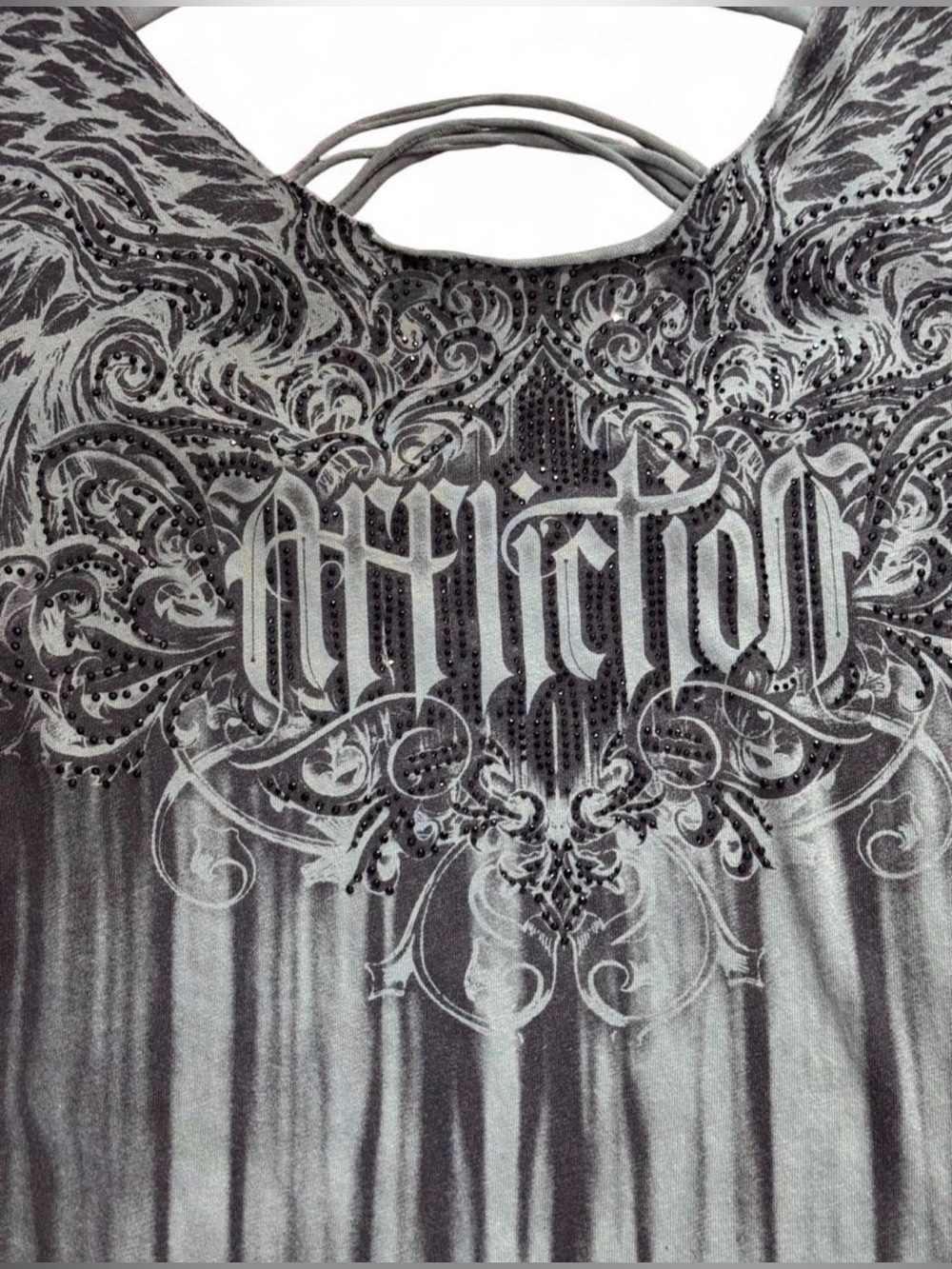 Affliction Grungecore Rhinestone Graphic Top - Picture 2 of 8